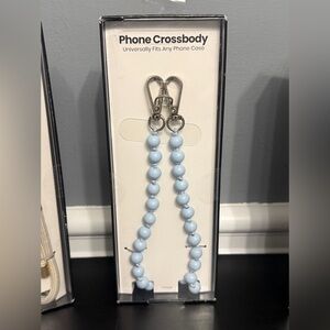 Light Blue Beaded Phone Crossbody
